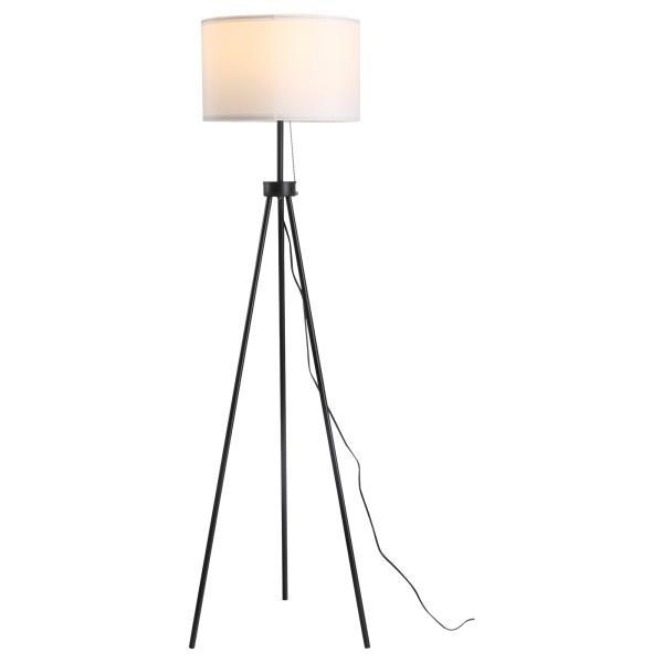 Candeeiro de Pé Moderno Candeeiro de Pé para Sala de Estar com Ecrã Redondo Tripé e Suporte para Lâmpada E27 Ø37x152 cm Branco e Preto