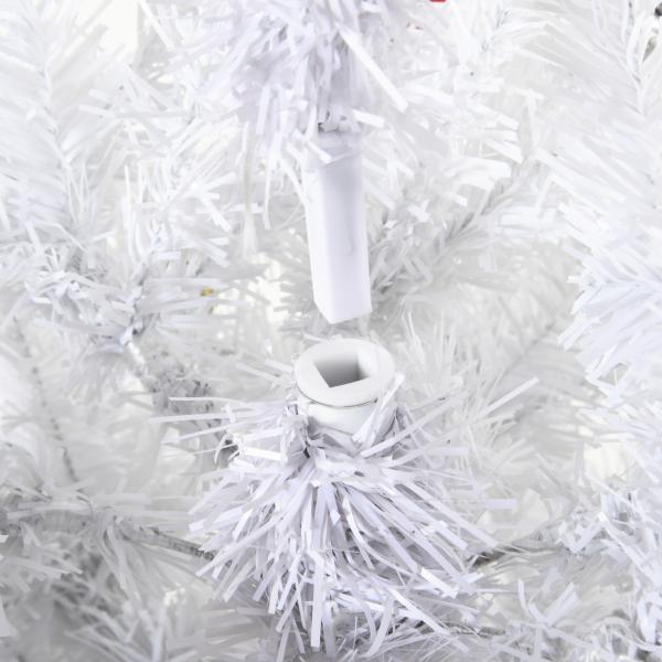 Árvore de Natal Artificial 150cm com 680 Ramos de PVC 48 Decorações Incluidas Decoração de Natal Φ85x150cm Branco