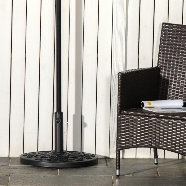 Base para Chapéu de Sol Semicircular 9 kg Apto para Mastros de 35 mm 38 mm e 48 mm Preenchido com Cimento 50x32x32cm Preto