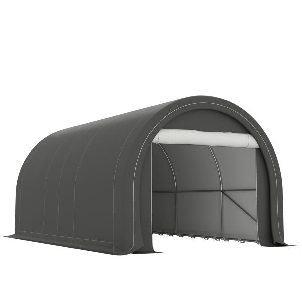 Garagem Exterior para Carro 3x5 m Impermeável com Tecido PE Resistente Estrutura de Aço Galvanizado UPF30+ Cinzento