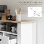 Aparador de Cozinha com 3 Gavetas 2 Armários 2 Prateleiras Abertas e 2 Prateleiras Ajustáveis Estilo Moderno 120x38x81,5 cm Branco
