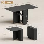 Mesa de Cozinha Dobrável com 2 Prateleiras de Armazenamento e Laterais Dobráveis 75x140x74 cm Preto