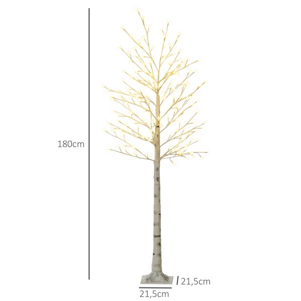 Árvore Cerejeira com 180 Luzes LED IP4 Banco Quente com Luz Ajustável em 3 Modos 21,5x21,5x180cm Branco