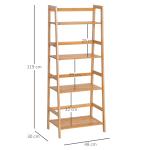 Estante de Bambu com 4 Prateleiras Estante em Forma de Escada para Sala de Estar Escritório 48x31,5x120 cm Madeira