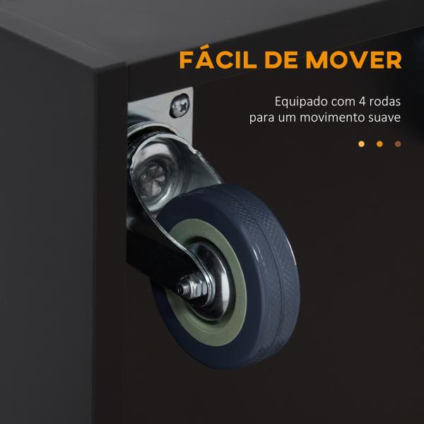 Ilha de Cozinha com Rodas Bancada de Aço Inoxidável 2 Gavetas 4 Portas e 2 Prateleiras Ajustáveis 145x45x93 cm Preto