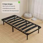 Estrutura de Cama 90x190 cm de Aço com Espaço de Armazenamento em Madeira de Álamo Capacidade 300 kg Preto