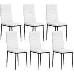 Conjunto de 6 Cadeiras de Sala de Jantar Estofadas em Linho com Pernas em Metal Cadeiras Modernas para Cozinha Quarto Suporta até 120 kg 41x50x97 cm Branco