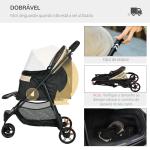 Carrinho para Cães Dobrável para Cães Pequenos com Cesta de Armazenamento Janela de Malha Capa para Chuva 80,5x51,5x100 cm Caqui