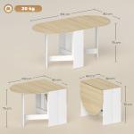 Mesa de Cozinha Dobrável Mesa de Jantar Dobrável Ovalada com Laterais Abatíveis Estilo Moderno 163x80x75 cm Madeira