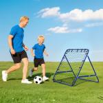 Rede de Ressalto para Futebol em Metal com Ângulo Ajustável e 20 Cordas Elásticas 96x80x96 cm Azul