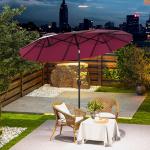 Chapéu de Sol Duplo Chapéu de Sol de Jardim com Inclinação de 45° Manivela Estrutura de Aço 295x152x222 cm Vermelho
