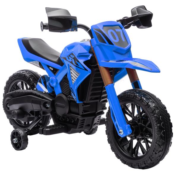 Mota Elétrica para Crianças Moto a Bateria para Crianças 6V com Rodas de Treino e Buzina 105x57x62 cm Azul