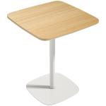 Mesa de Refeição Pequena Mesa de Cozinha Quadrada para 2 Pessoas Base Quadrada em Aço 60x60x75 cm Madeira e Branco