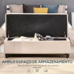 Banco de Armazenamento Acolchoado Banco Estofado em Linho Tampa com Abertura 125x49x41,5 cm Bege