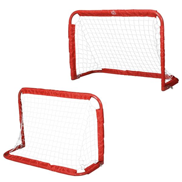 Conjunto de 2 balizas de futebol dobráveis ​​com rede Tetrolon 90x36x 60cm vermelho