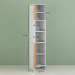 Coluna Casa de Banho Móvel Auxiliar Casa de Banho com Prateleiras Ajustáveis e Portas de Bambu 35x30x170 cm Branco e Madeira