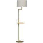 Candeeiro de Pé com Mesa Auxiliar Lâmpada E27 Máx. 40W Ecrã de Linho Interruptor de Corrente e Carregador USB Ø40x170 cm Dourado
