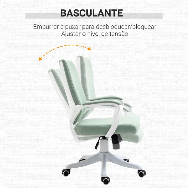 Cadeira de Escritório Ergonómica Giratória e com Altura Ajustável e Suporte Lombar 62x69x92 - 100 cm Verde