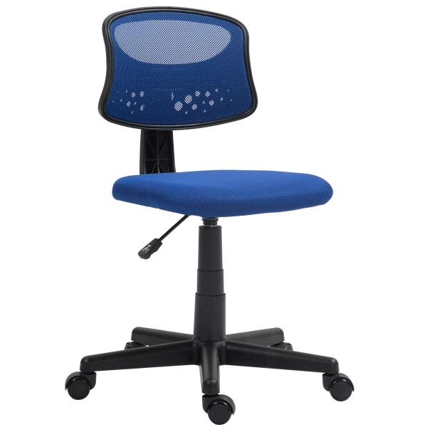 Cadeira de Escritório sem Apoio para os Braços com Encosto de Malha Respirável Altura Ajustável 43x48x78 - 88 cm Azul