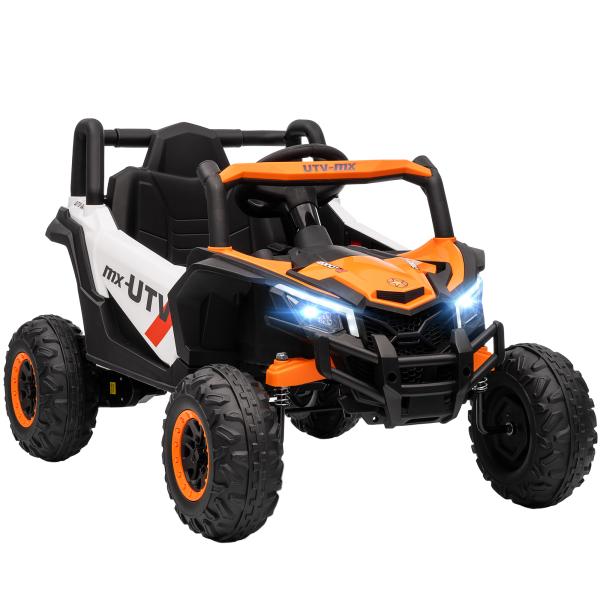 Carro Elétrico para Crianças 12V com 2 Motores Controlo Remoto 2,4G Velocidade até 7 km/h e USB 96x61x56 cm Laranja
