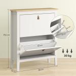 Sapateira Estreita com 2 Gavetas Prateleiras Ajustáveis e Puxadores em PU para 14 Pares de Sapatos 80x24x95,5 cm Branco