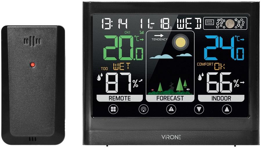 Estação Meteorológica Digital Multifunções s/ Fios c/ Visor e Alarme - VIRONE