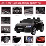 Carro Elétrico Audi TT para Crianças acima de 3 Anos com Controlo Remoto Música e Luzes Bateria 12V 102x60x44 cm Preto