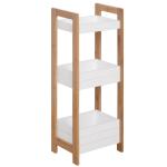 Móvel Auxiliar de banheiro com 3 Prateleiras Organizadoras de Bambu 27,5x20,8x74 cm Cor Branco e Natural