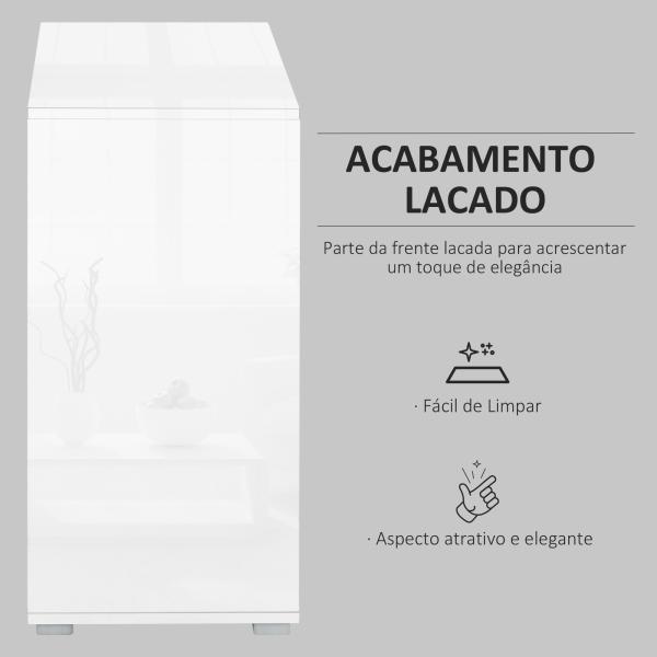 Aparador Auxiliar com 2 Portas 2 Gavetas e Prateleira Ajustável Abertura a Pressão Móvel Organizador de Armazenamento para Dormitório Sala de Estar 79x36x74cm Branco