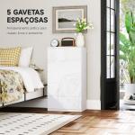 Cómoda com 5 Gavetas de Madeira Cómoda de Dormitório Cómoda Branca Estilo Moderno 55x33x80 cm Branco Brilhante