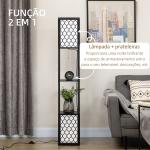 Candeeiro de Pé de Madeira com Estantes Lâmpada E27 Máx. 40W com Interruptor 26x26x156cm Preto e Branco