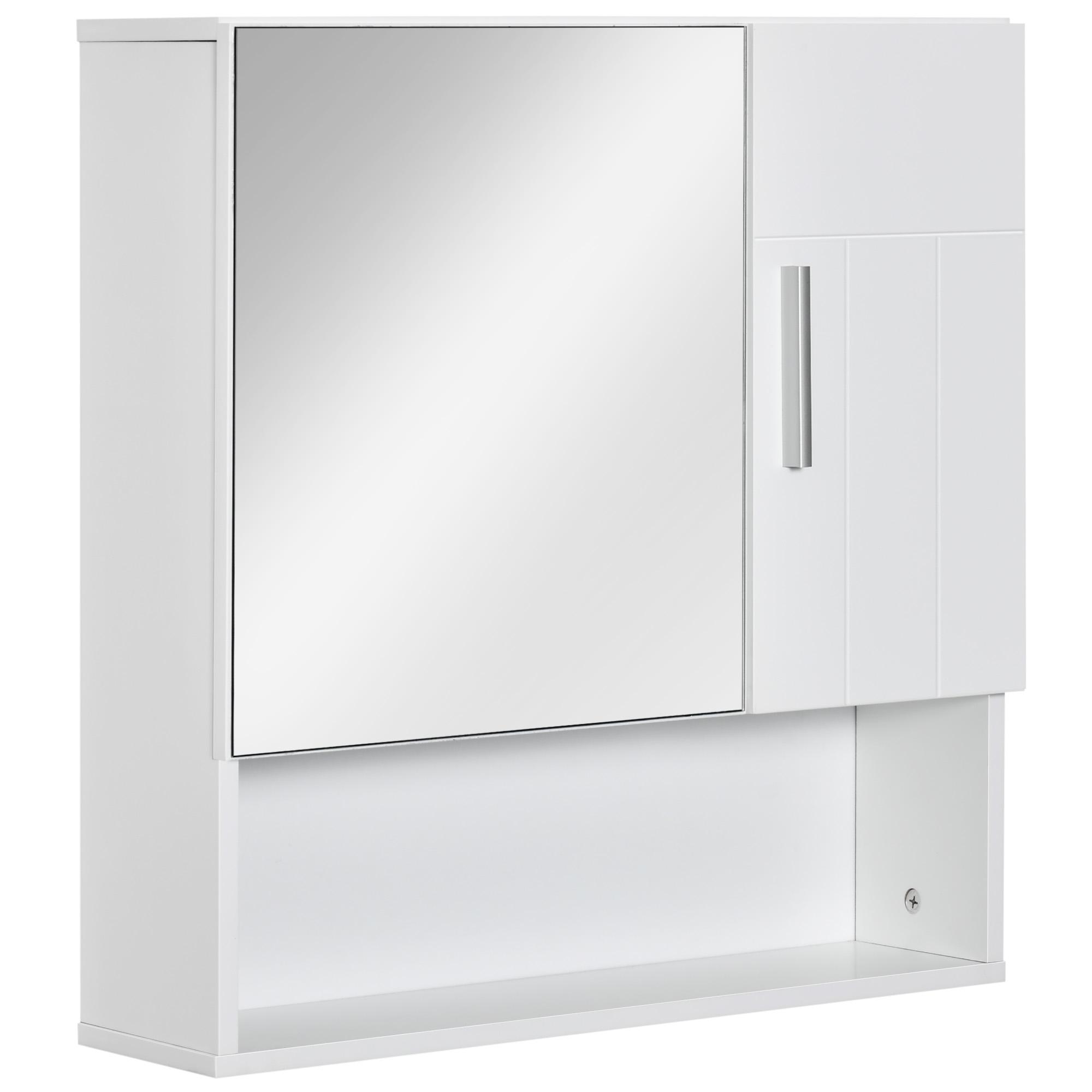 Armário Casa de Banho com Espelho Móvel Suspenso de Casa de Banho com 2 Portas e 2 Prateleiras Interiores Ajustáveis 54x15,2x55,3cm Branco
