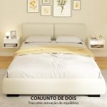 Conjunto de Mesas de Cabeceira Suspensas com Gaveta e Prateleira Aberta 37x32x21 cm Branco Brilhante