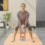 Kettlebell de kg Pesa Russa Preenchida de Areia Metálica e Alça Antiderrapante para Treino em Casa Ginásio Ø21x30 cm Laranja