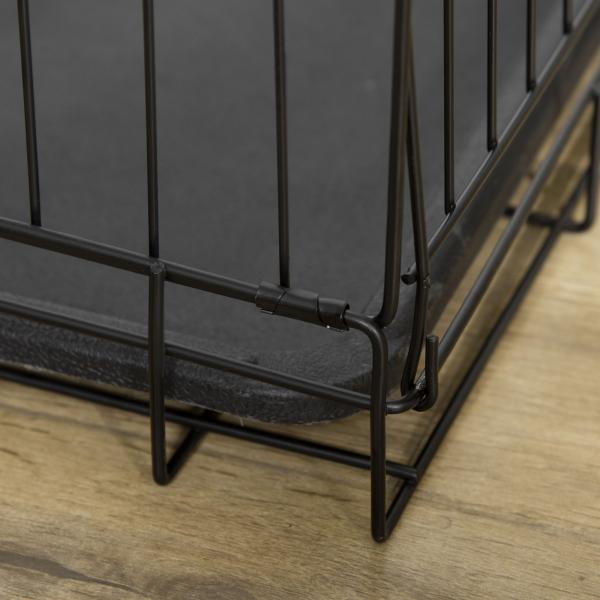 Gaiola para Cães Pequenos Gaiola para Animal de Estimação Dobrável com 2 Portas Alça de Transporte Bandeja Removível Aço 106x71x76cm Preto