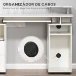 Mesa de Computador com Prateleiras 2 Gavetas Bandeja de Teclado e Suporte para Monitor e CPU 120x55x85 cm Branco