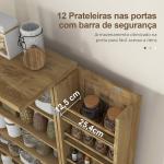 Armário de Cozinha Armário Despensa Cozinha com 2 Portas de Vime e 16 Prateleiras 60x30x104 cm Madeira
