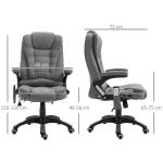 Cadeira de Escritório com 6 Pontos de Massagem Reclinável até 130° com Função de Aquecimento 68x72x110 - 120 cm Cinza