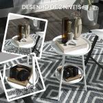Mesa de Jardim Redonda de 2 Níveis Mesa de Exterior Ø32x51 cm com Bandeja Inferior e Estrutura de Metal Branco