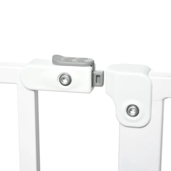 Barreira de Segurança para Cães Extensível para Escadas e Portas 75 - 115cm com 2 Extensões e 10 - 20cm Montagem a Pressão Aço Altura 76cm Branco