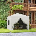 Tenda Dobrável 3x3 m Tenda de Jardim com 4 Paredes Laterais 2 Janelas de Malha Altura Ajustável Impermeável e Anti - UV Branco