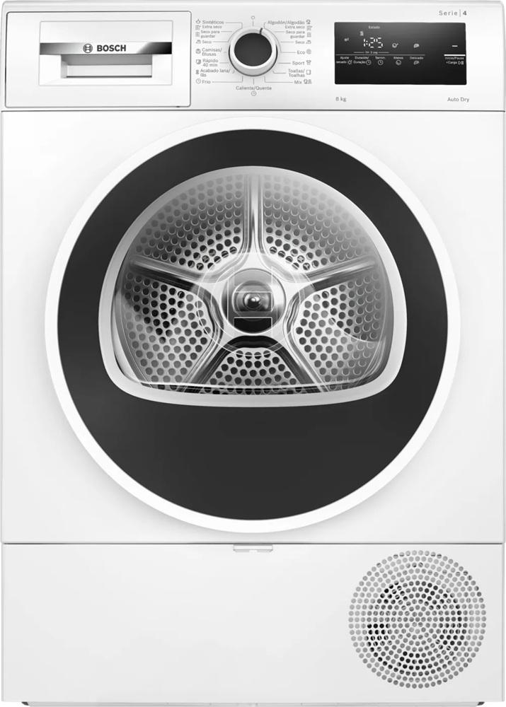 Máquina de Secar Roupa Bomba de Calor Serie 4 WTR85V00ES 8Kg (Branco) - BOSCH