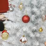 Árvore de Natal Artificial 180cm Ignífugo com 390 Ramos de PVC Decoração de Natal para Interiores Verde