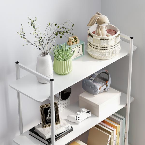 Estante de 4 Níveis Estante para Livros com Painel Perfurado e Estrutura Metálica 100x35x160,5 cm Branco