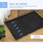Gaiola para Cães com 2 Portas Gaiola para Animais de Estimação Dobrável com Alça de Transporte Aço 92x57x62,5cm Preto