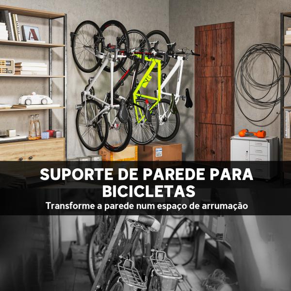 Conjunto de Suportes de Parede para Bicicletas com 4 Peças Gancho Dobrável 25,5x10,5x4 cm Preto