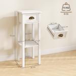 Conjunto de 2 Mesas Auxiliares Mesas de Cabeceira com Gaveta e Prateleira de Armazenamento para Quarto 30x30x75 cm Branco