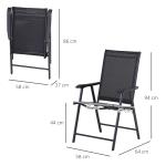 Conjunto de 2 cadeiras dobráveis para exterior com apoio de braços Cadeiras para varanda Jardim Terraço 58x64x94 cm Preto Carga 100kg