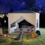 Tenda de Jardim com Paredes Laterais Amovíveis Janelas Porta com Zíper e Bolsa de Transporte 295x295x196 - 258 cm Branco