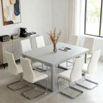 Conjunto de 4 Cadeiras de Sala de Jantar com Assento Acolchoado e Pés de Metal Cadeiras Cantilever Modernas 45x61x98 cm Creme